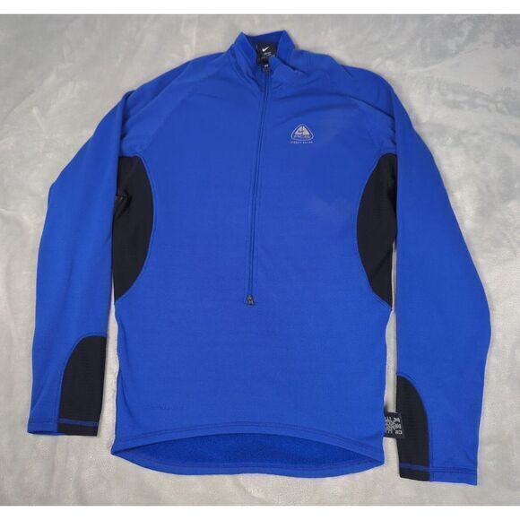 Nike ACG Jacket‎ Mens Medium Blue Therma Fit Polartec 1/2 Zip Oregon Fleece Run - Picture 1 of 16
